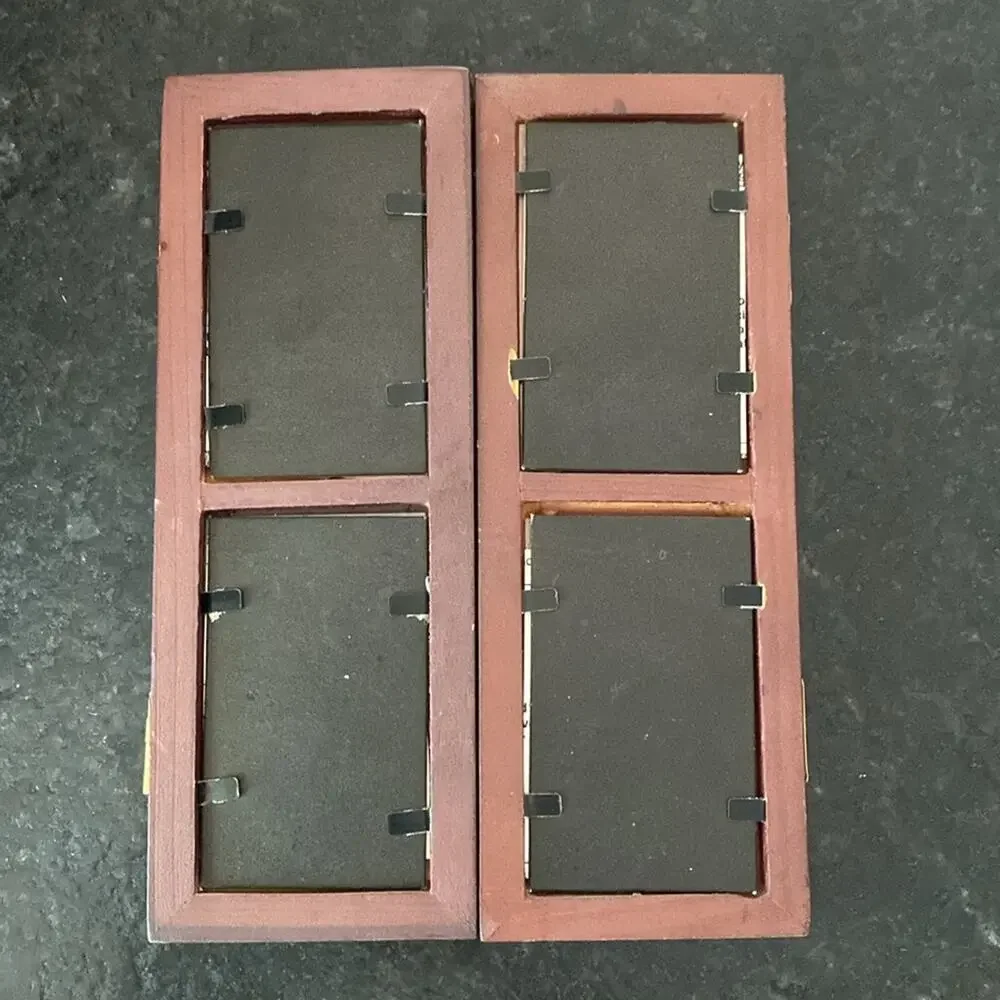 Dark brown‎ wood Tri fold frame for multiple mini photographs